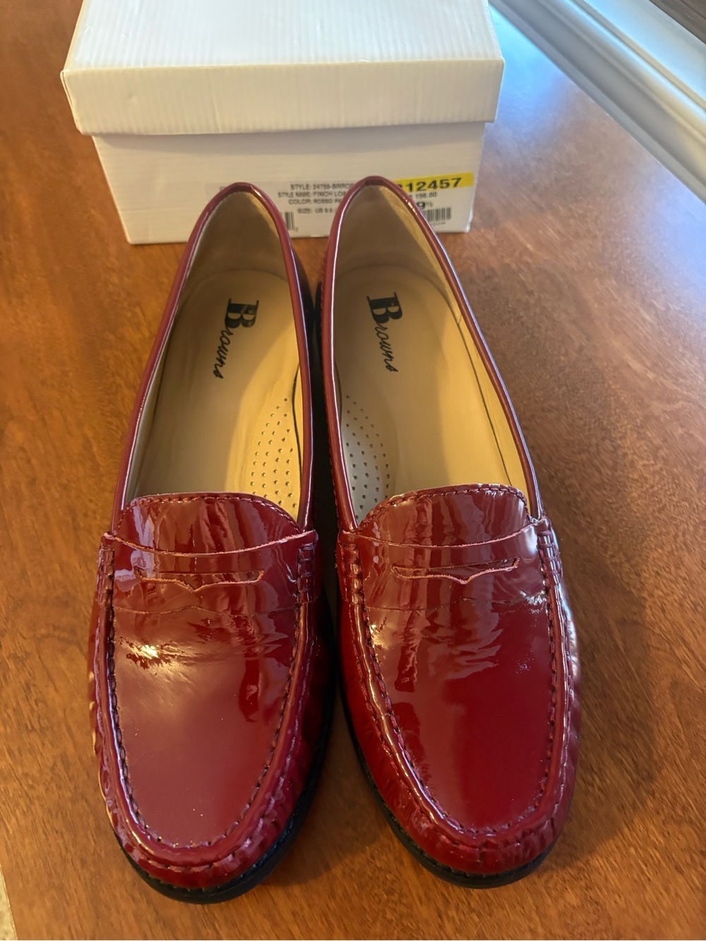 Browns Shoes Deep Red Patent Leather Finch Loafers